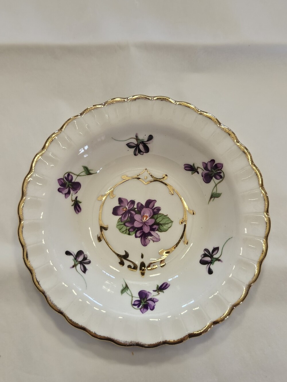 Violets! Vintage Wood and Sons, Hand-painted Candy Dish.